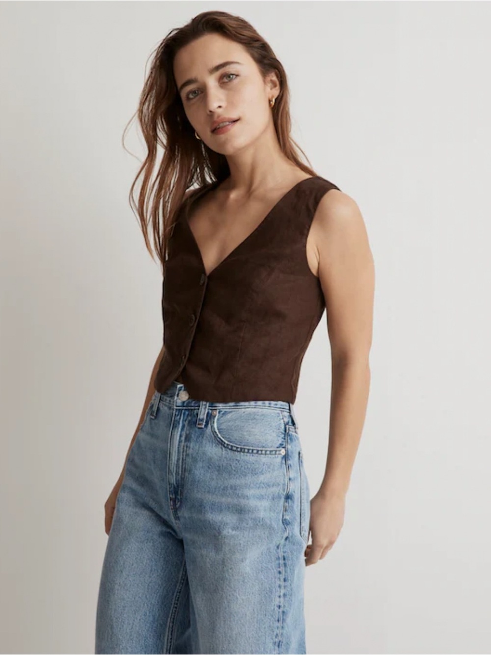 NWT Madewell 100% Linen Katrina Crop Vest Top